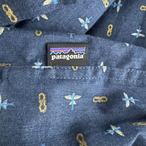 Patagonia Go To Shirt Mens XL Flying Climb Tidepool Blue Short Sleeve TP-3385 - Picture 6 of 9
